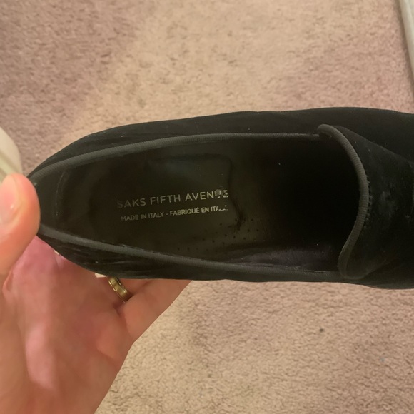 Saks Fifth Avenue Black Velvet Loafers - Picture 4 of 5